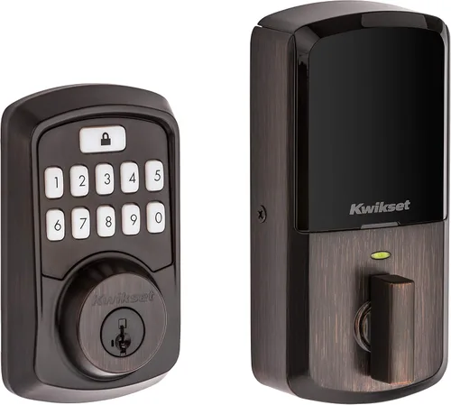 Miniatura 9 de Kwikset 99420-003 Aura - Cerradura de puerta con teclado programable Bluetooth con seguridad SmartKey, Negro Hierro Negro mate