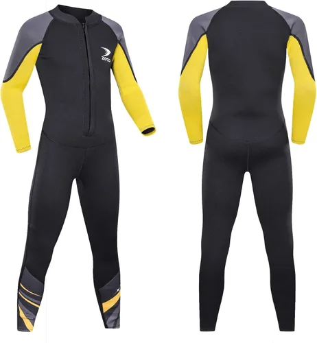 ZCCO - Traje de neopreno para niños, traje de baño de 2.5 mm para adolescentes, traje de baño de cuerpo completo para niños y niñas, traje de baño