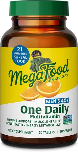 MegaFood - Men Over 40 One Daily, promueve la salud y el bienestar inmunológico, 30 tabletas