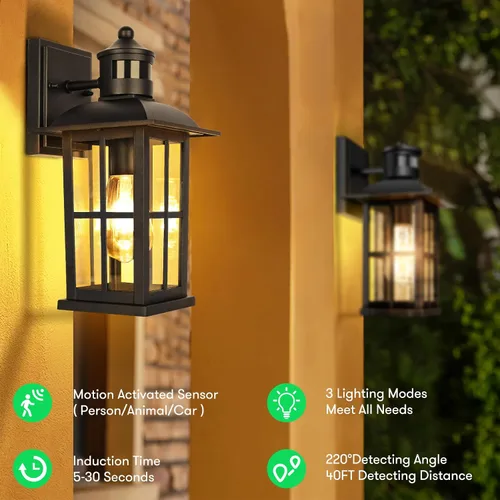 Miniatura 2 de Luz exterior con sensor de movimiento – Lámpara de pared avanzada del atardecer al amanecer, lámpara de porche impermeable, montaje de pared