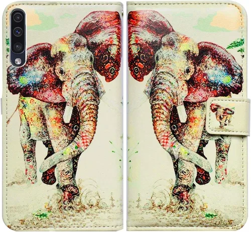 Miniatura 16 de Bcov Funda para Galaxy A50, color verde pájaro negro con tapa y ranura para tarjeta de crédito, soporte para tarjeta de identificación con función