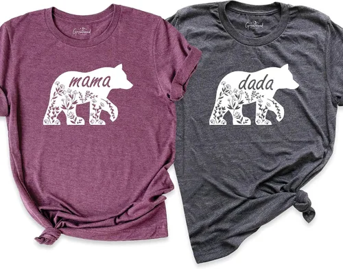 Miniatura 7 de Camisa de silueta floral de mamá oso, camisa de papá oso, camisa de regalo del día de la madre, camisetas de oso familiar, camisa de mamá oso