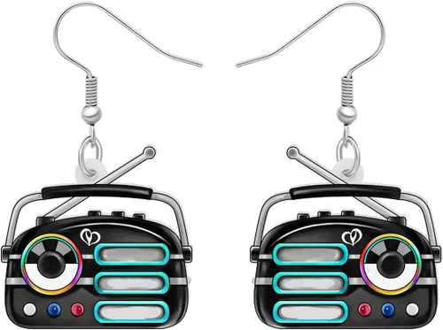 Miniatura 6 de Aretes de radio acrílicos vintage de los años 80 y 90, joyería retro para mujer, accesorios nostálgicos, regalos
