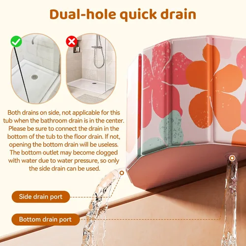 Miniatura 3 de Bañera Plegable Portátil, Bañera Independiente Sin Instalación, Bañera de Remojo SPA para Baño, Cabina de Ducha Plegable para Baños Calientes y Rosa
