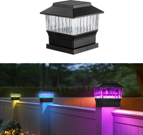Miniatura 21 de Luces para postes de valla, 25 lúmenes, luz solar para postes de madera, se adapta a postes de madera de 4 x 4 o más grandes con base de 4 x 6, luz