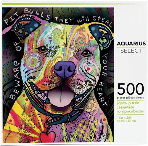 AQUARIUS - Rompecabezas de 500 piezas Dean Russo Beware Pit Bull AS