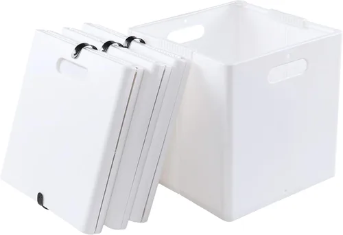 Miniatura 7 de Paquete de 4 cubos de almacenamiento de plástico plegables, cubos de almacenamiento plegables blancos