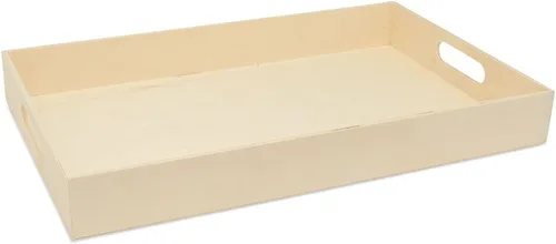 Miniatura 4 de Bandejas de madera sin terminar con asas, juego de 6, para manualidades, resina, organización, decoración de bricolaje y actividades Montessori, por