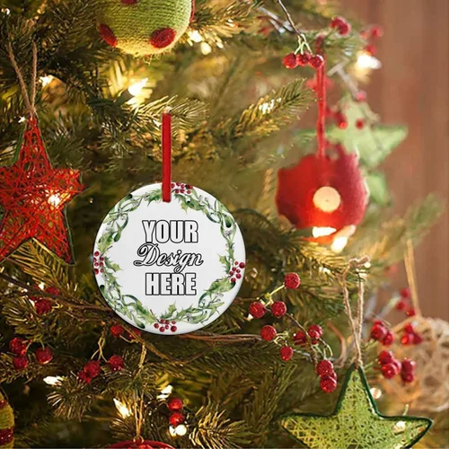 Miniatura 4 de Adornos de Navidad personalizados, colgante de cerámica personalizado con foto, texto/imagen, adorno colgante personalizado para parejas, niños