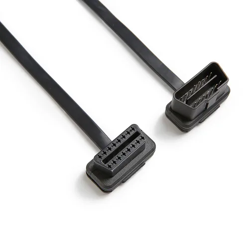 Miniatura 4 de bbfly Cable de extensión OBD2, A2 cable plano de cinta de 16 pines OBDII macho a hembra Cable con conectores en ángulo 1FT/30CM