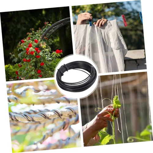 Miniatura 6 de Yardwe 32.8 ft de vid negro lazos de alambre de hierro flexible rollo de alambre de metal flexible para escalada marco de escalada al aire libre