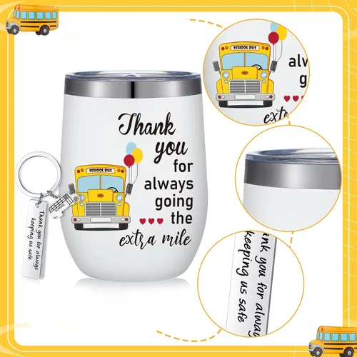 Miniatura 3 de Rtteri 2 piezas de regalos de agradecimiento al conductor de autobús escolar, regalo para mujeres y hombres, vaso de 12 onzas con tapa y pajita