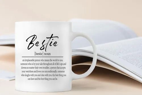 Miniatura 4 de QASHWEY Taza de café con texto en inglés «Bestie Definition», «Best Friend», mejor amiga, mejor amiga, hermana del alma, regalos para mujeres
