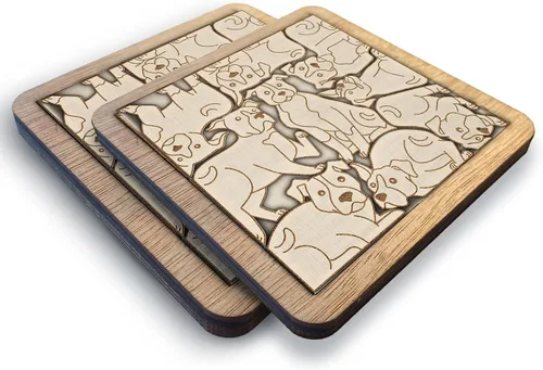 Miniatura 19 de 02 Posavasos de Perro Beagle - Juego de Posavasos de Madera con Rompecabezas de Perro Beagle - Posavasos Entrelazados tipo Rompecabezas con Diseño