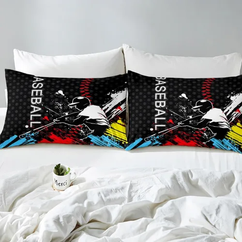 Miniatura 4 de Erosebridal Sábana bajera ajustable de béisbol tamaño individual, juego de cama de juegos deportivos para niños, niñas, adolescentes y adultos