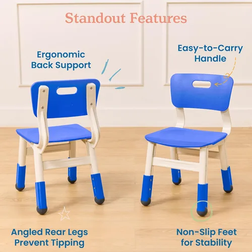 Miniatura 5 de ECR4Kids Silla ajustable para aula, asientos flexibles, color azul, paquete de 2