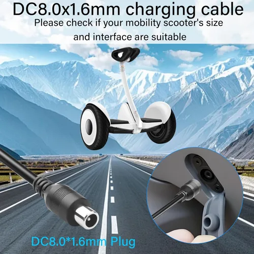 Miniatura 3 de DC5521 a 0.315 in Cable de carga de scooter eléctrico, 24 V CC 0.217 x 0.083 in a 0.315 in, cable adaptador de conector RCA para scooter eléctrico
