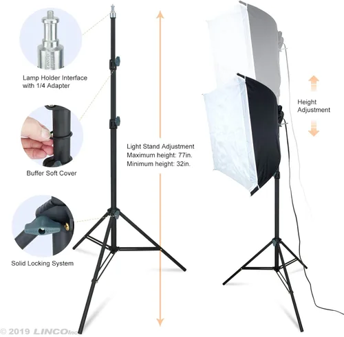 Miniatura 8 de Linco lincostore Kit de iluminación de estudio soporte de luz softbox 24"x24" fotográfico fotografía AM206