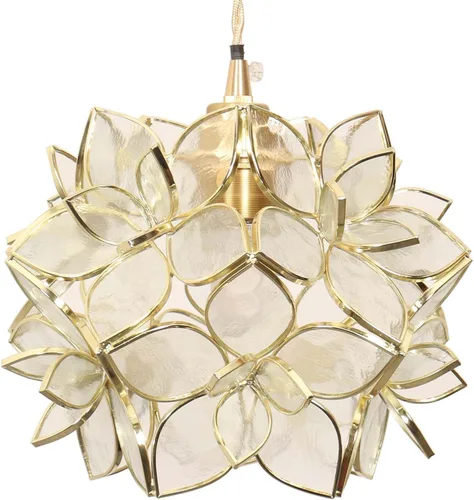 Miniatura 41 de Bieye L10749 - Lámpara colgante de techo de vidrio manchado estilo Tiffany con pantalla de 8 pulgadas de ancho (naranja, 8" flor de cerezo)