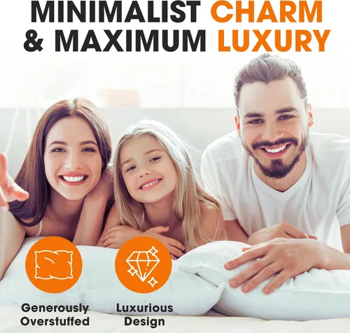 Miniatura 5 de Cheer Collection Almohadas de cama de tamaño estándar, almohadas alternativas de plumón, almohadas suaves y posicionadores, juego de 2 almohadas