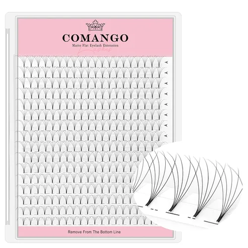 Miniatura 48 de CoMango Extensiones de pestañas de volumen 3D/4D/5D/6D/10D, grosor de 0.003 in, rizo C/D, tallo corto de 0.315-0.591 in, extensiones de pestañas