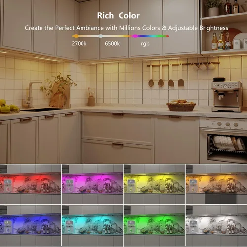 Miniatura 4 de Iluminación inteligente para debajo del gabinete, tira de luces LED blancas y multicolor, regulables, funciona con Alexa, Google Home, aplicación