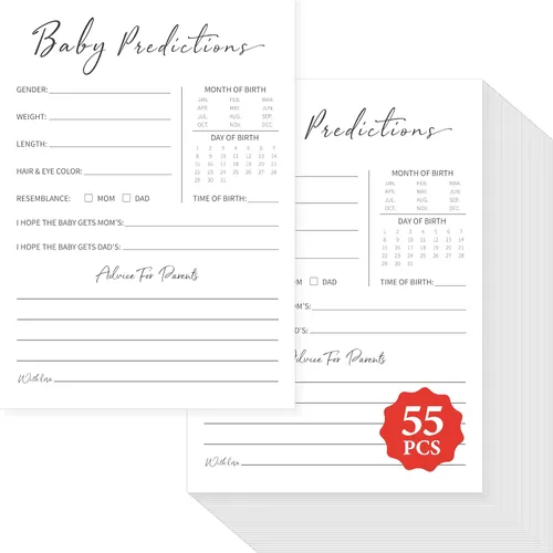Miniatura 11 de 55 piezas de juegos de baby shower, tarjetas de predicciones y adivina la frase con respuestas incluidas, juegos de baby shower divertidos de género