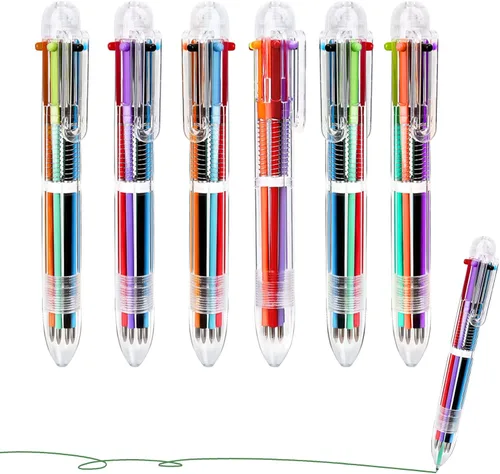 Enyeopd Paquete de 6 bolígrafos multicolor en uno, bolígrafos divertidos para fiestas, bolígrafos retráctiles de colores para suministros de oficina