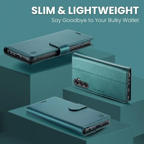 Miniatura 6 de FLIPALM Funda tipo cartera para Samsung Galaxy A14 5G con bloqueo RFID, soporte para tarjeta de crédito, de piel sintética, con función atril, funda