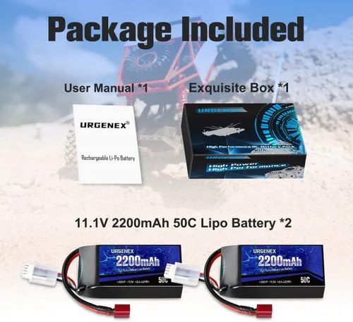 Miniatura 6 de 3S Lipo Batería 2200mAh 11.1V 50C Alta tasa de descarga Shorty Pack Batería RC con enchufe T estilo Dean Fit para RC Avión Quadcopter Helicóptero