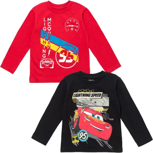 Disney Toy Story Cars - Paquete de 2 camisetas de manga larga con diseño de Mickey Mouse, tamaño infantil a niño grande (12 meses - 18-20)