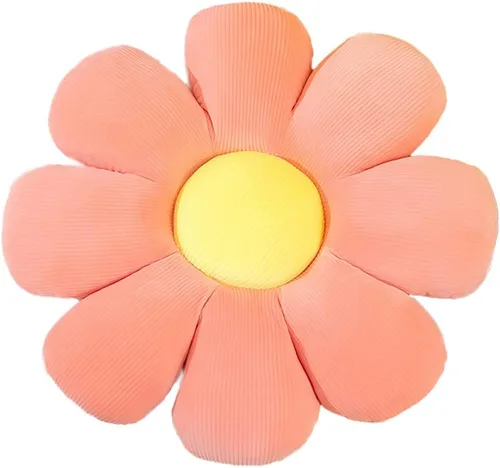 Miniatura 8 de Almohada linda en forma de flor, cojín de flor, almohada de lectura y almohada cómoda y de ocio, cojín de coche (beige/verde, 23.6 in*23.6 in)