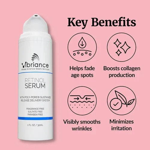Miniatura 5 de Vibriance Suero de retinol para la cara, reduce la apariencia de arrugas profundas y poros grandes, mejora el tono, mejora la tez, crema de noche
