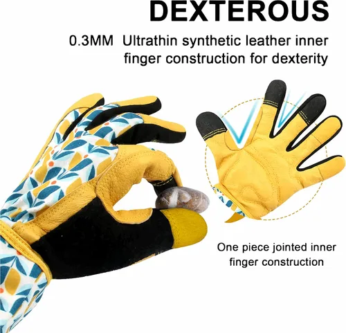 Miniatura 3 de Guantes Largos de Jardinería, Resistentes a Espinas y Pinchazos, Guantes Protectores para Rosas y Cactus para Jardinero, Regalos Tuilp