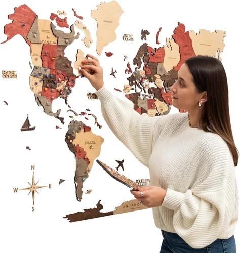 Miniatura 13 de Enjoy The Wood Mapa del mundo de madera 3D, arte de pared, decoración de pared de madera grande, idea de regalo de inauguración de la casa, idea