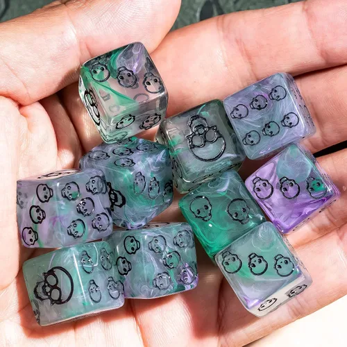 Miniatura 11 de Juego de 10 dados D6 de 16 mm, juego de dados blancos de 6 lados para juegos de mesa RPG A-white