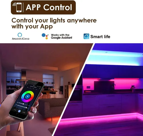 Miniatura 5 de Ligts LED inteligentes para debajo del gabinete, RGB multicolor, compatibles con Alexa, Google Home controlada por voz debajo de la encimera