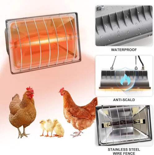 Miniatura 4 de Lámpara de calentador de gallinero de 250 W, lámpara de calor colgante de invierno para pollos incubadoras de pollos incubadoras de temperatura