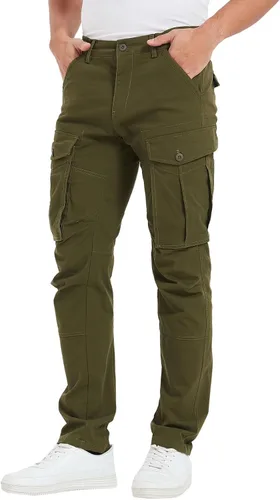 Miniatura 3 de Plaid&Plain Pantalones cargo ajustados con rodillas articuladas para hombre