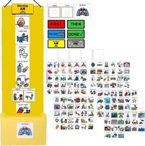 Miniatura 20 de Programa visual para niños – 133 tarjetas de plástico duraderas con imágenes y monedas con lazo suave Tabla de rutina diaria y recompensas por