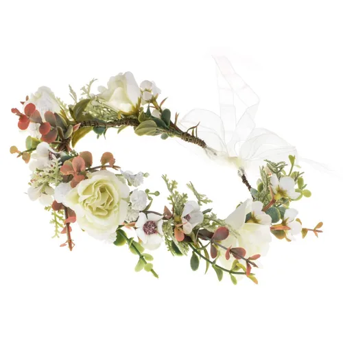 Miniatura 2 de Vividsun Corona de flores de hoja verde para novia, diadema floral de eucalipto, festivales de boda, accesorios de fotos (C- hoja blanca)