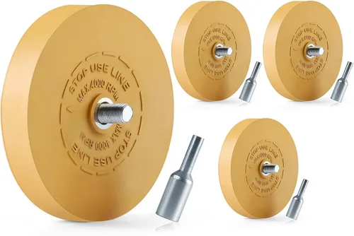 Paquete de 4 Ruedas Eliminadoras de Calcomanías Rueda de Goma para Taladro Elimina Rayas de Automóvil Cintas de Vinilo y Gráficos Kit de