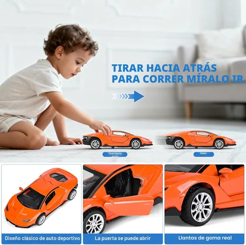 Miniatura 6 de Paquete de 4 autos de juguete, 1/36 de metal fundido a presión con puertas abiertas, juego de autos de juguete para niños de 3, 4, 5, 6, 7, 8, 9