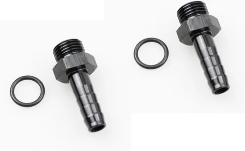 Miniatura 10 de Aluminio -4 AN ORB macho a 1/4 "(6.35mm) Barb Push On Manguera Adaptador Negro