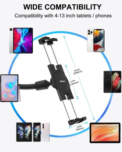 Miniatura 5 de Soporte para tablet para parabrisas de automóvil, ventana de coche/camión, con ventosa de brazo largo, compatible con iPad Pro/Air/Mini, Galaxy