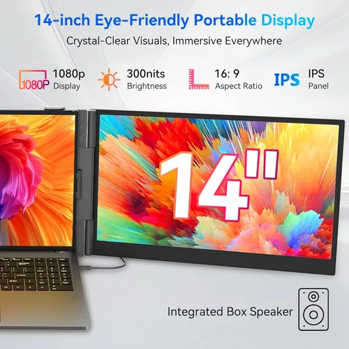 Miniatura 3 de Blackview DCM6 - Extensor de pantalla triple para laptop, pantalla externa portátil 1080P FHD IPS de 14 pulgadas, dos cables USB C de viaje