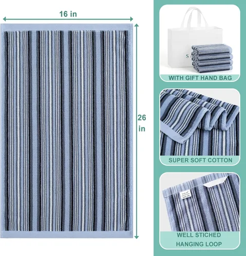 Miniatura 2 de SALAS Toallas de cocina de algodón de alta calidad para secar platos, toallas de mano grandes y largas, gruesas y altamente absorbentes