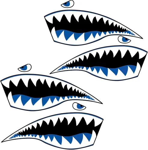 Miniatura 8 de Kayak Stickers Decals Waterproof,2 Pairs Shark Teeth Sticker,Flying Tiger Decal,Warhawk Sticker,Shark Decal for Kayak Canoe Fishing Boat Car Truck