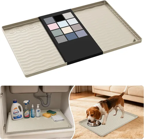Miniatura 122 de URMONA Tapete de silicona impermeable para debajo del fregadero, 34 x 22 pulgadas, forro para estante de cocina y baño, protector de gabinetes