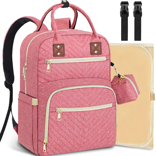 Miniatura 15 de Tenot Mochila para pañales de bebé, bolsas de pañales de viaje para niñas y niños, bolsa de bebé de gran capacidad, mochila para mujeres